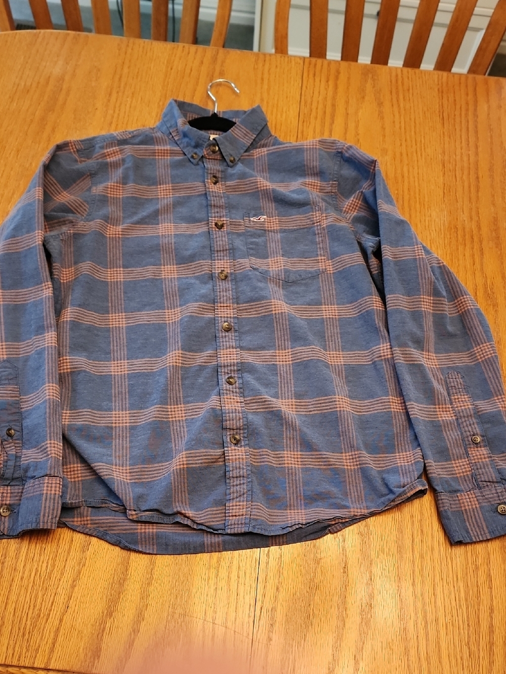 Hollister Blue & Orange Plaid Button-Down Shirt - Picture 11 of 11